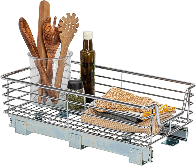 Household Essentials Chrome-Plated Steel Pull-Out Organizer with Artisanal