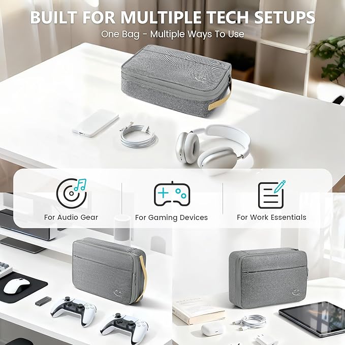 Travelkin Large Cord Organizer Travel, Electronic Organizer Travel Case, Grey