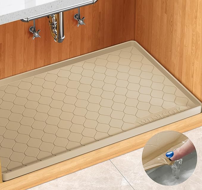 Winisok Silicone Under Sink Mat 22" x 19", kitchen Essentials and Gadgets, Shelf liner and Cabinet Protector, Home Organizers and Storage, Waterproof Bathroom Tray