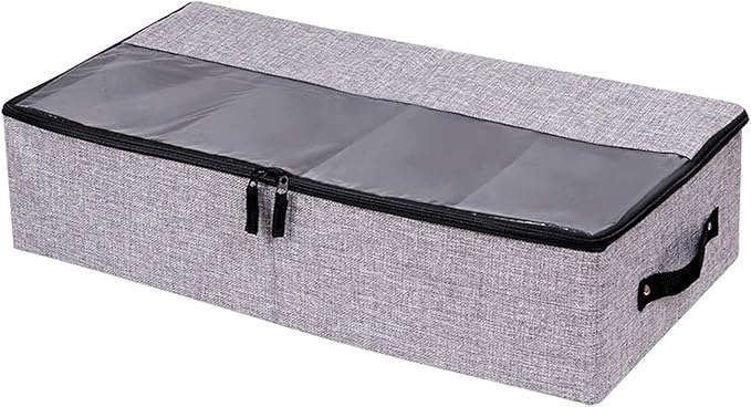 Foldable Under Bed Clothes Organizer with Lid, Gray