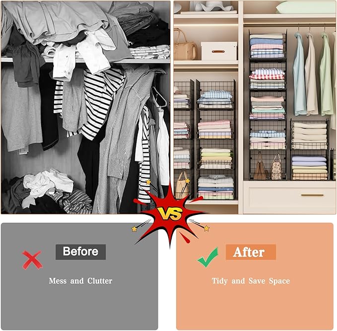 5-Tier Stackable Closet Storage Baskets, Closet Organizers and Storage Shelves