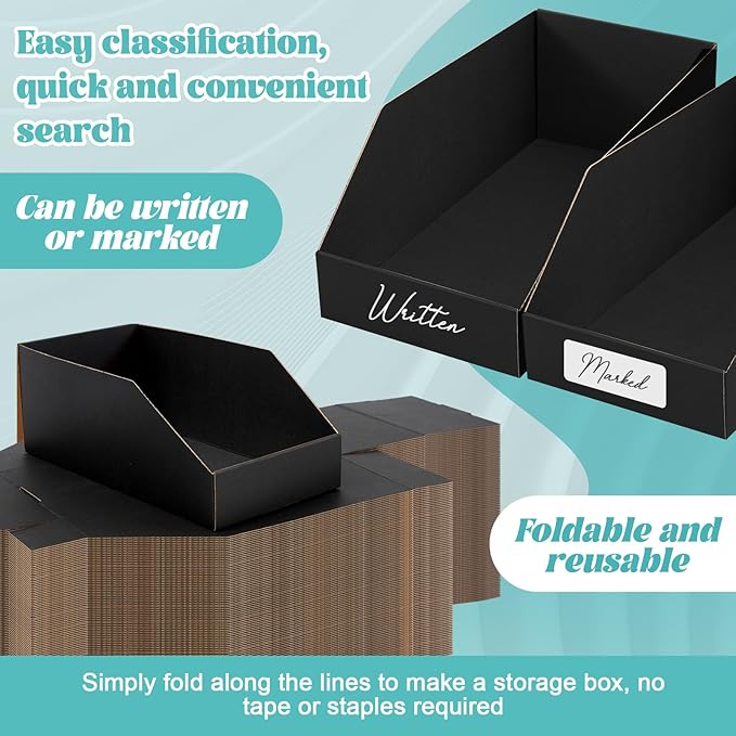 30 Pack 12 x 6 x 4. 5 Inches Cardboard Storage Bins Open Top Bin Boxes