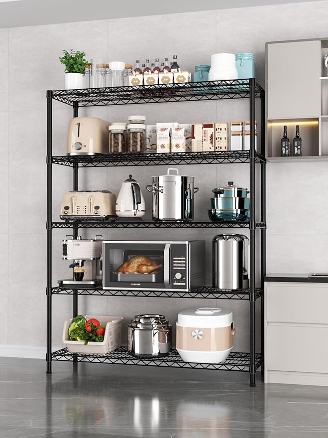 5 Tier Adjustable Storage Shelves Heavy Duty Metal Utility Shelf 1750LBS