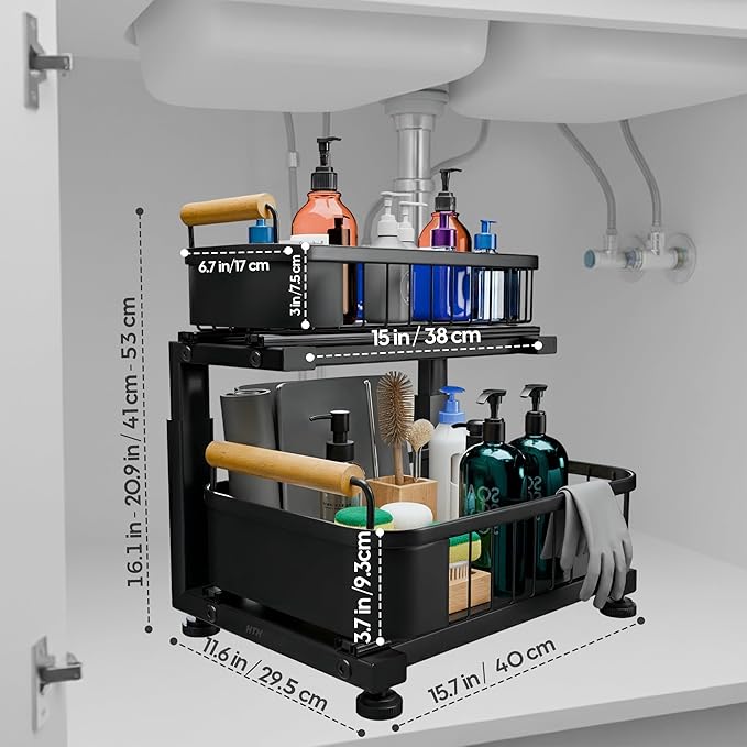 Premium Heavy Duty Carbon Steel Under Sink Organizer