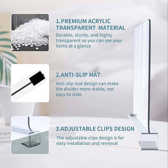 Acrylic Shelf Dividers for Closet Organization, 8PCS