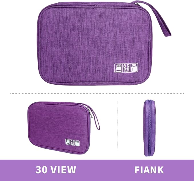 Lcsmaokin Electronics Travel Organizer,Portable Waterproof Electronic Travel Storage Bag for Small Charging Cord Storage,Charger,Small Electronics,SD Card etc,for Travel,Business -Purple