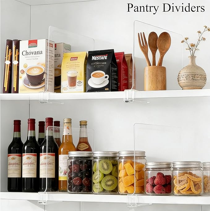 Acrylic Shelf Dividers for Closet Organization: Clear Handbag Purse Organizer for Closet - Shelf Separators for Sweater Sweatshirt Clothes Towel in Bedroom Kitchen, 8Pack