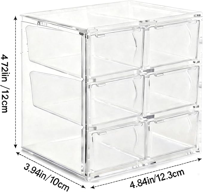 Acrylic Drawer Organizer, Clear Desk Organizer with Drawer, Plastic Stackable Storage Drawers with 6 Drawers, Dustproof Organizers for Jewelry, Craft, Office Supplies