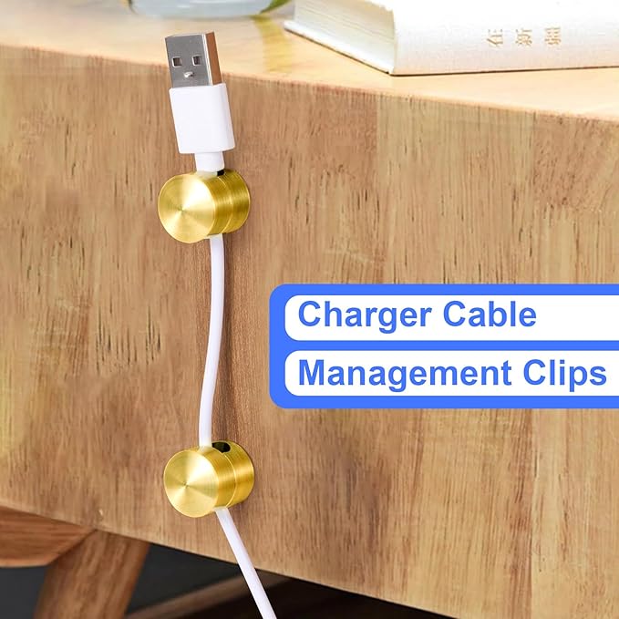 4 Sets Charger Holders for Cords, Gold Color Adjustable Cable Anchor Holders