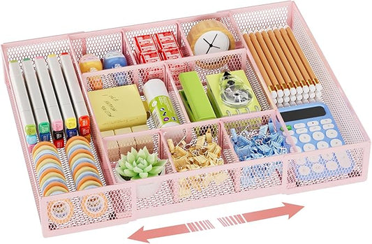 Expandable Desk Drawer Organizer, Expandable-Pink