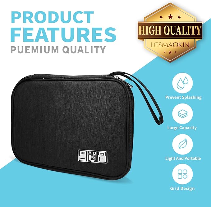 Electronics Organizer Travel Case, Work-Black