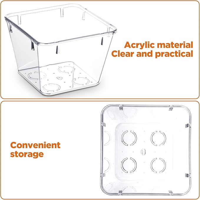 24 Pcs Clear Plastic Drawer Organizer Set, 3 x 3 x 2 Inch Stackable Storage Bins Dividers for Makeup, Office, Kitchen, Bathroom Organization