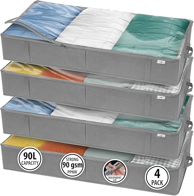 Closet Organizers and Storage, Grey, 4 Pack