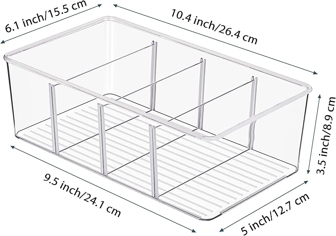 2 Pack Food Storage Organizer Bins, Clear Plastic Bins for Pantry, Kitchen
