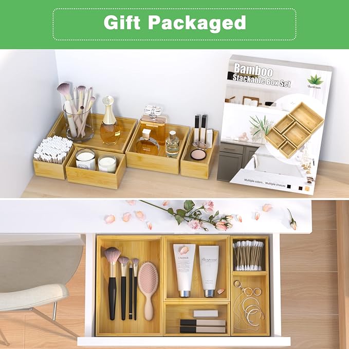 Bamboo Bathroom Drawer Organizer Dividers