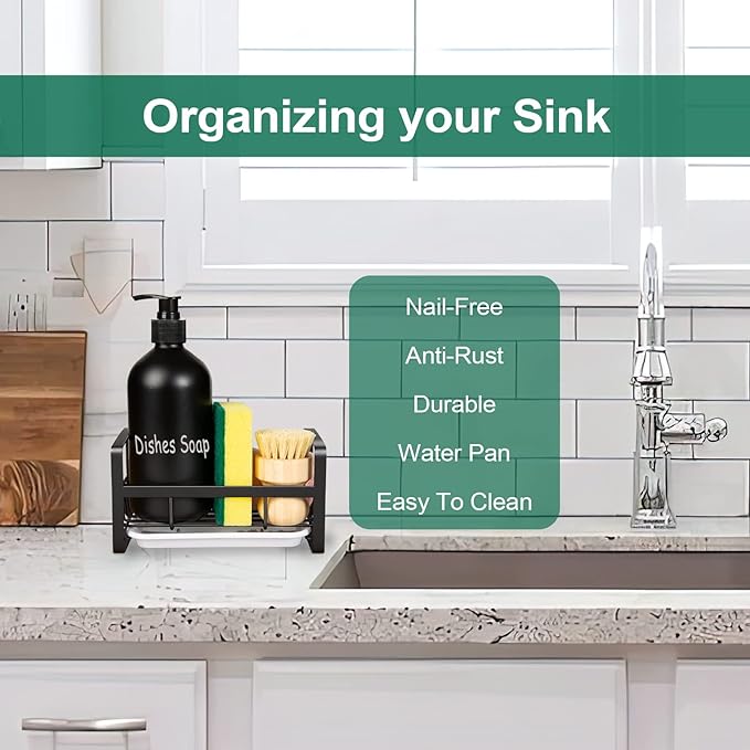 Sponge Holder for Kitchen Sink- Stainless Steel Kitchen Sink Caddy