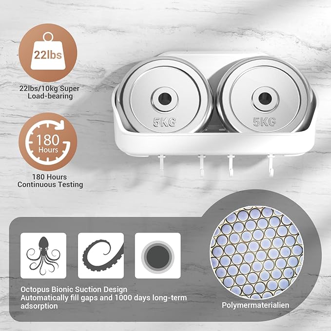 Shower Caddy Suction Cup NO-Drilling Removable Bathroom Shower Shelf Powerful
