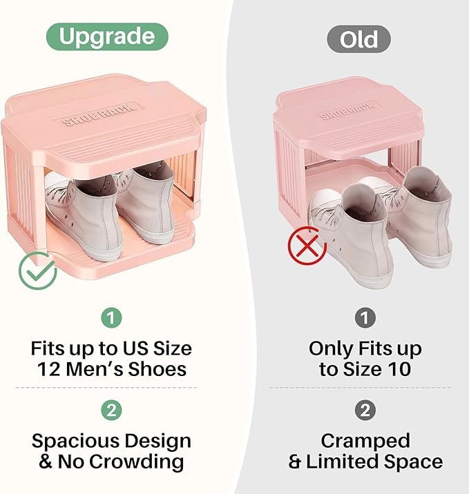 10-Tier Vertical Plastic Shoe Rack, Pink