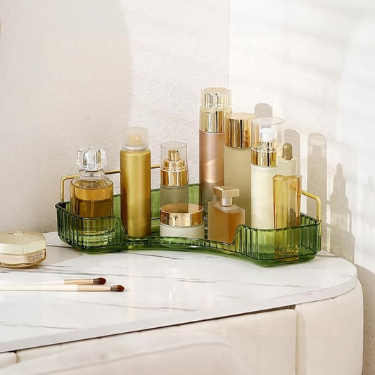 Corner Bathroom Countertop Organizer, Green, 1 Tier