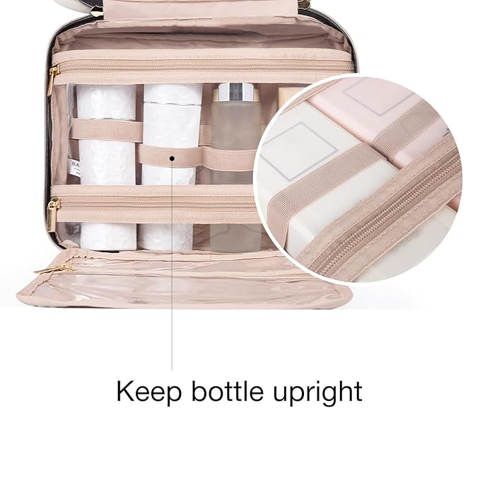 BAGSMART Toiletry Bag Travel Bag with hanging hook, Water-resistant Makeup Cosmetic Bag Travel Organizer for Accessories, Shampoo, Full Sized Container, Toiletries, Teal