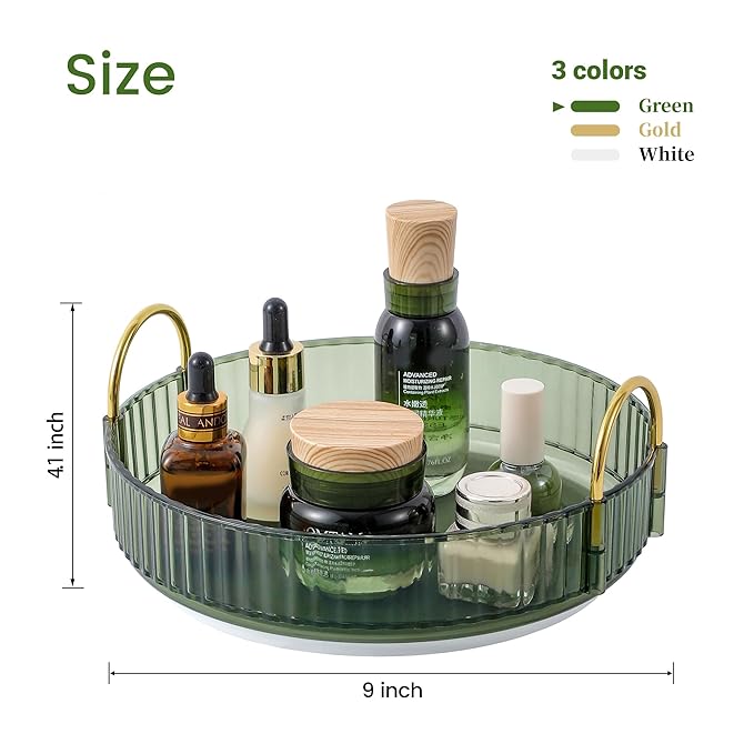 Rotating Makeup Organizer for Vanity, Green