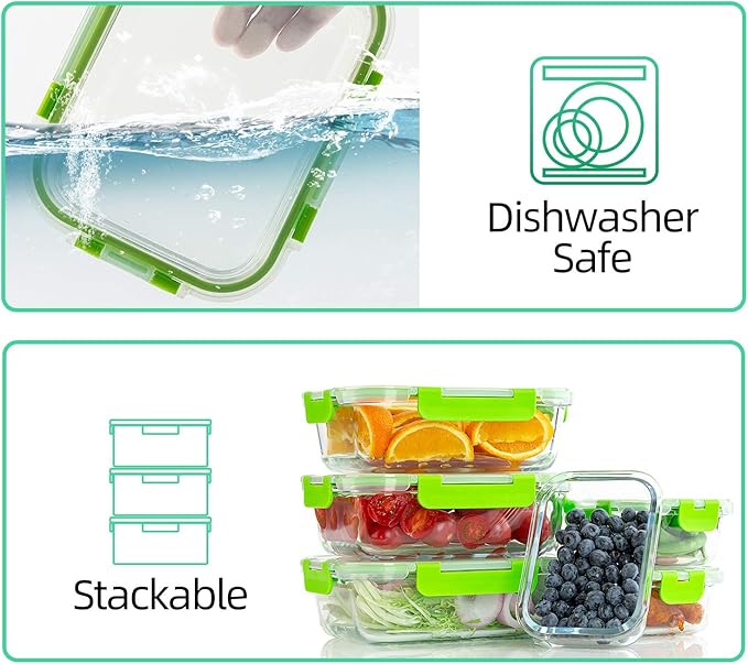C CREST Glass Containers for Food Storage with Lids