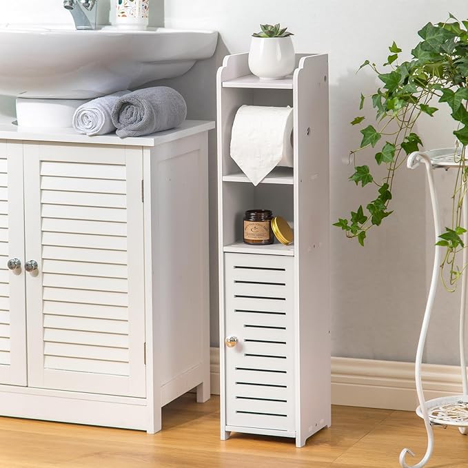Toilet Paper Holder Stand, Small Space Storage Saving