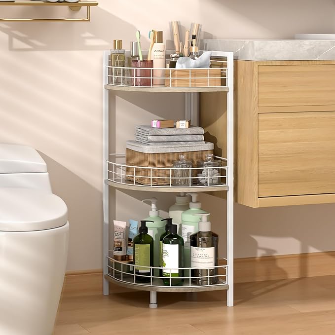 Bathroom Standing Shelf, 3 Tier Free-Standing Shelf Units, Open Floor Shelves