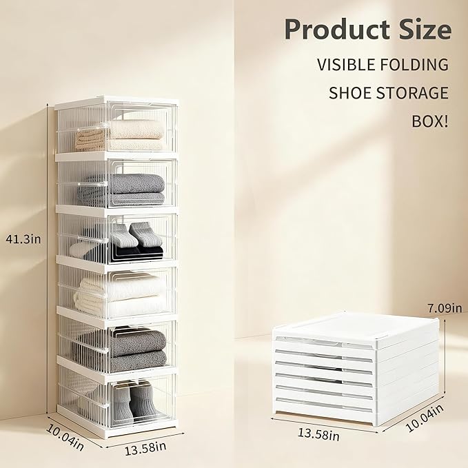 Upgrade Clear Foldable Shoe Storage Organizer