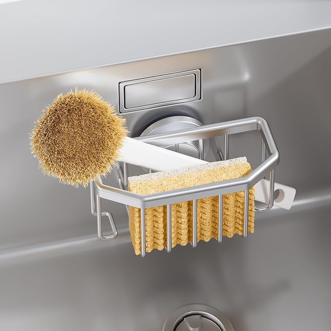 Sponge Holder for Kitchen Sink with Strong Suction Cup Removable