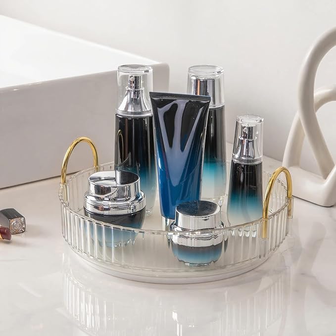 360° Rotating Makeup Organizer, 1 Tier, Clear
