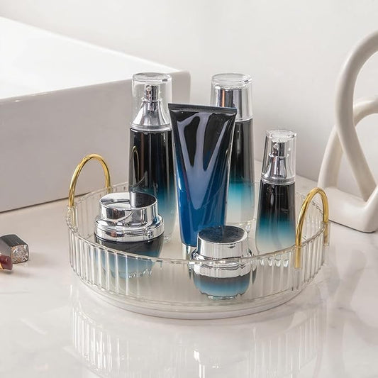 360° Rotating Makeup Organizer, 1 Tier, Clear