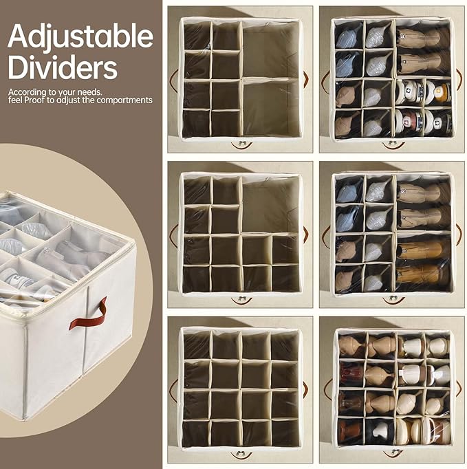 Shoe Organizer for Closet, 2 Pack Foldable Shoe Storage Containers