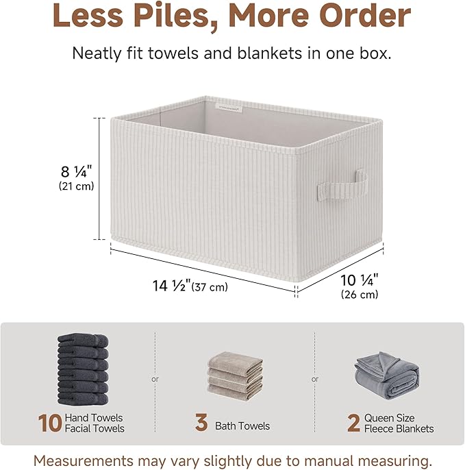 Foldable Shelf Organizer Bins, Closet Storage Baskets for Clothes, Large