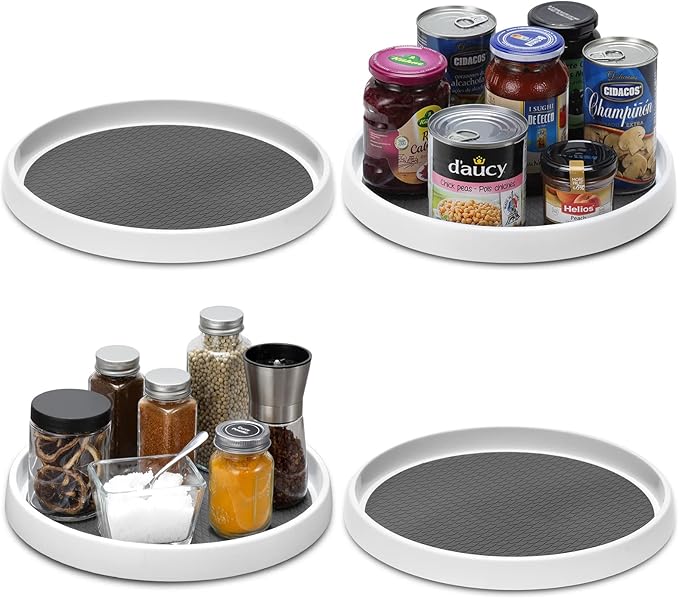 Set of 4, 10 Inch Non-Skid Lazy Susan Organizers, Turntable Rack for Cabinet