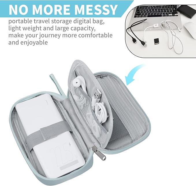 Lcsmaokin Electronics Travel Organizer,Portable Waterproof Electronic Travel Storage Bag for Small Charging Cord Storage,Charger,Small Electronics,SD Card etc,for Travel,Business -Grey
