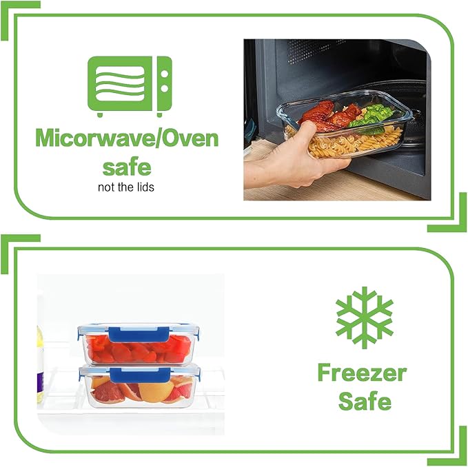24pc Glass Food Storage Containers with Lids, Deep Blue