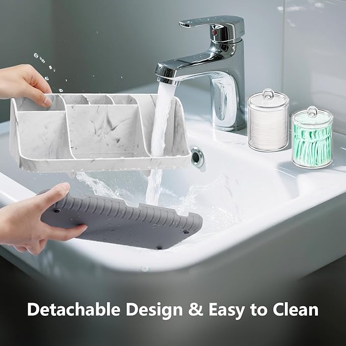 Bathroom Toothbrush Holder Set with 2 Pack Qtip Holder Dispenser, Grey