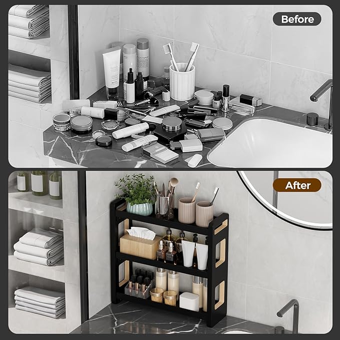 Bathroom Counter Organizer, Bathroom Counter Shelf, Black 3 Tier