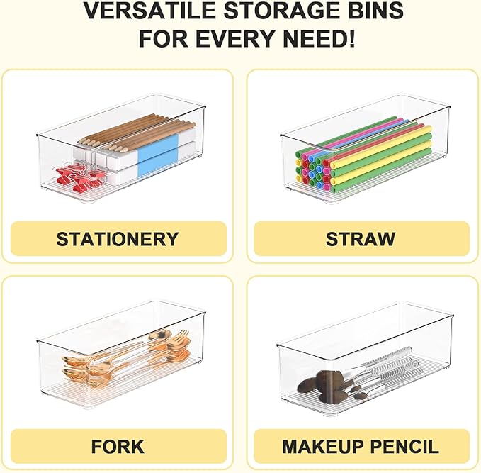 Set of 4 Clear Plastic Storage Bins