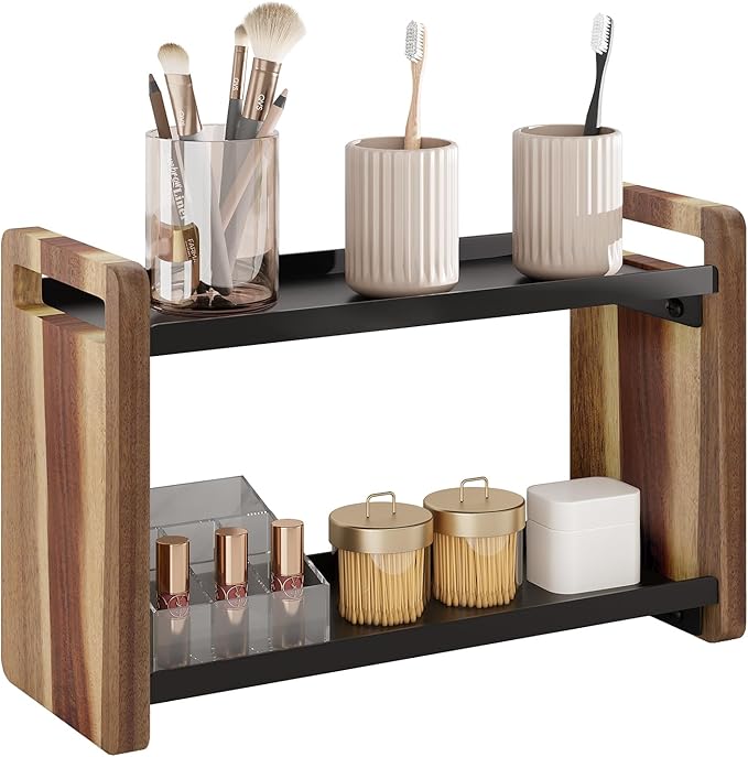 Bathroom Counter Organizer,Bathroom Counter Shelf,Bathroom Organizers,Under Sink Organizer,Cologne Organizer for Men,Cologne Cabinet,Spice Rack Organizer for Cabinet,Gifts(Acacia 2 Tier)