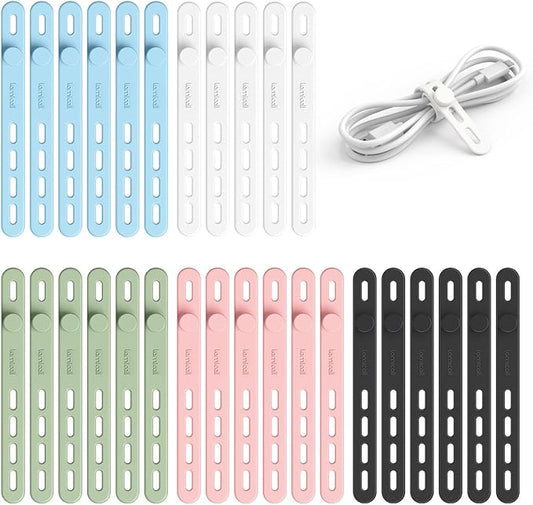30Pack Silicone Cable Ties Cord Organizer