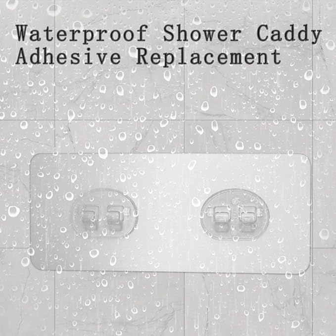 8 Pack Shower Caddy Adhesive for Replacement, Strong Transparent Adhesive for Shower Caddy Sticky Pads, No Drilling for Corner Shelf Basket, Bathroom Storage Shelves, Kitchen Racks and Soap Holder