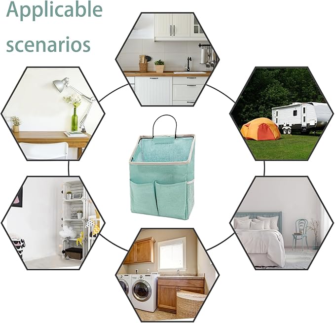 2pcs Wall Hanging Storage Bag, Wall Hanging Organizer Bags with Pockets, Green