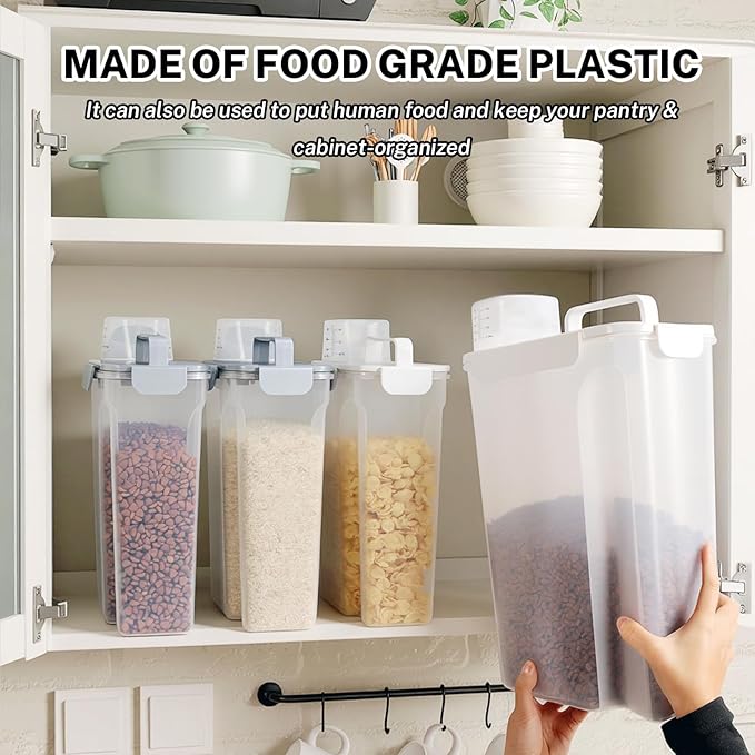 Airtight Pet Food Storage Container 5+10 Lbs 2 Pack, BPA-Free Dog Cat Food Dispenser with Measuring Cup & Large Spout, Leakproof Food Bin for Bird Seed, Rice, Flour, Kitchen Dry Goods