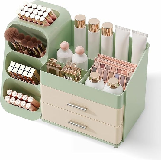 Makeup Organizer for Vanity, Cream Green