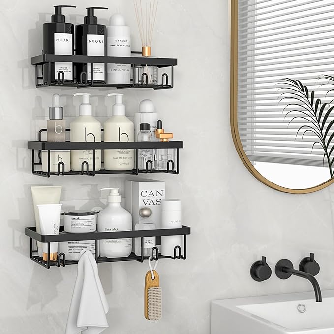 10 Pack Shower Caddy Organizer Rack Shelf for Inside Shower, Black
