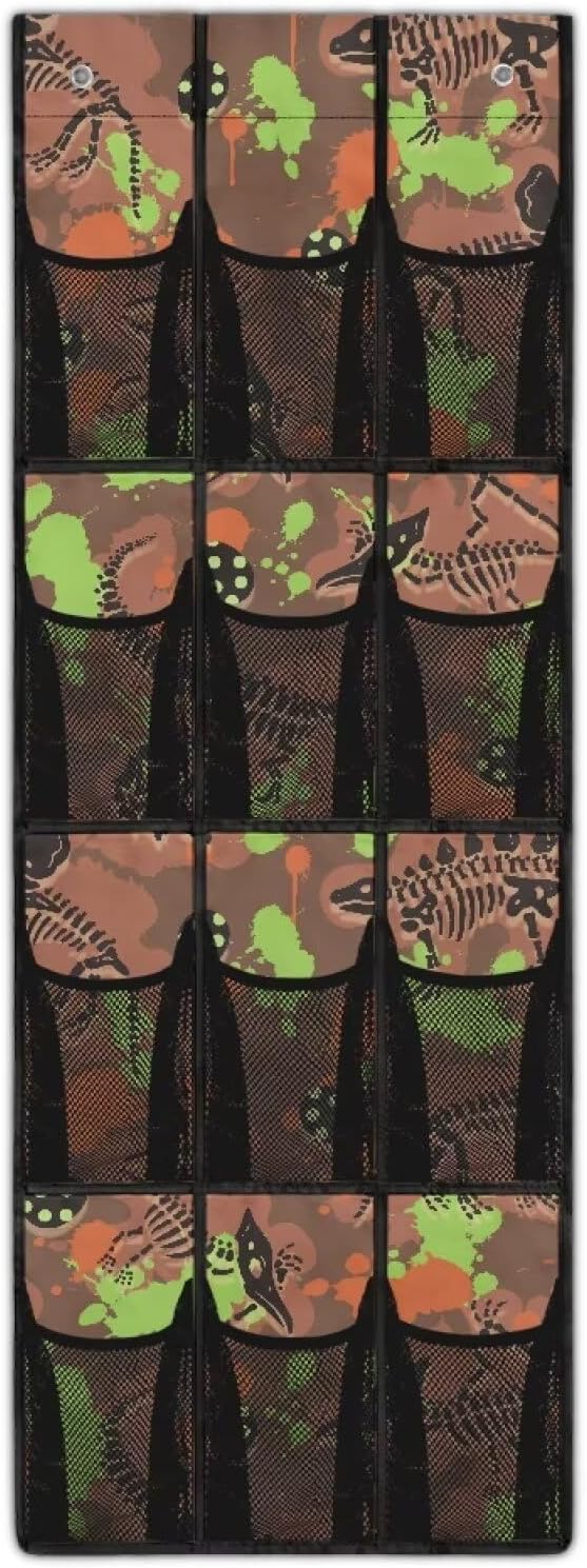 Green Dinosaur Over Door Shoe Organizer