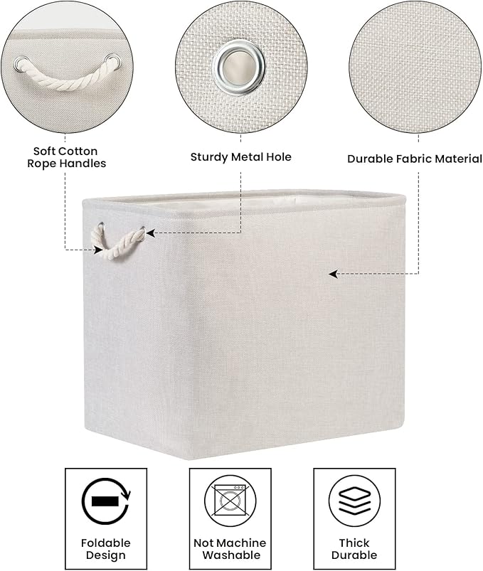 Bidtakay Fabric Beige Baskets Extra Large Organization Baskets for Clothes Set