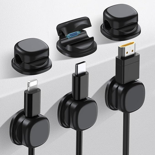 Spring Cable Organizer [1s Lock] 6 Pack Cord Cable Holders Clips Strong Adhesive